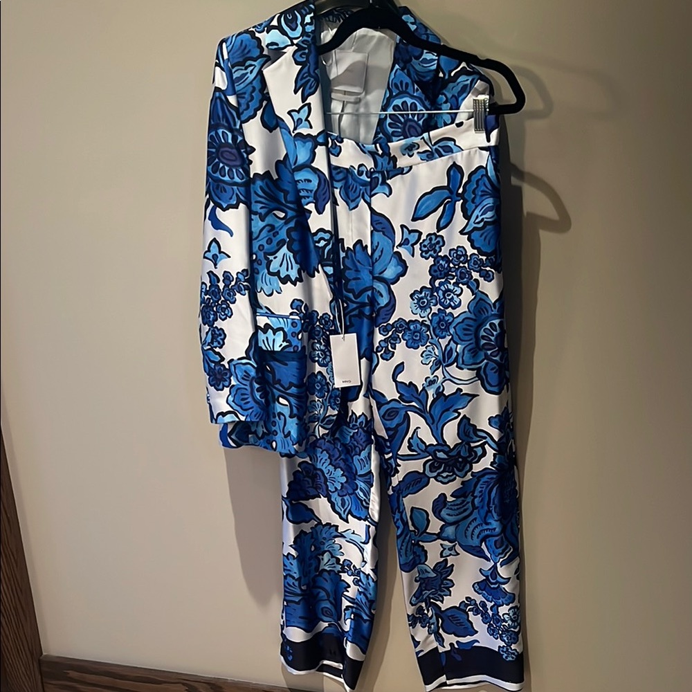 Mango Floral Blue and White Suit